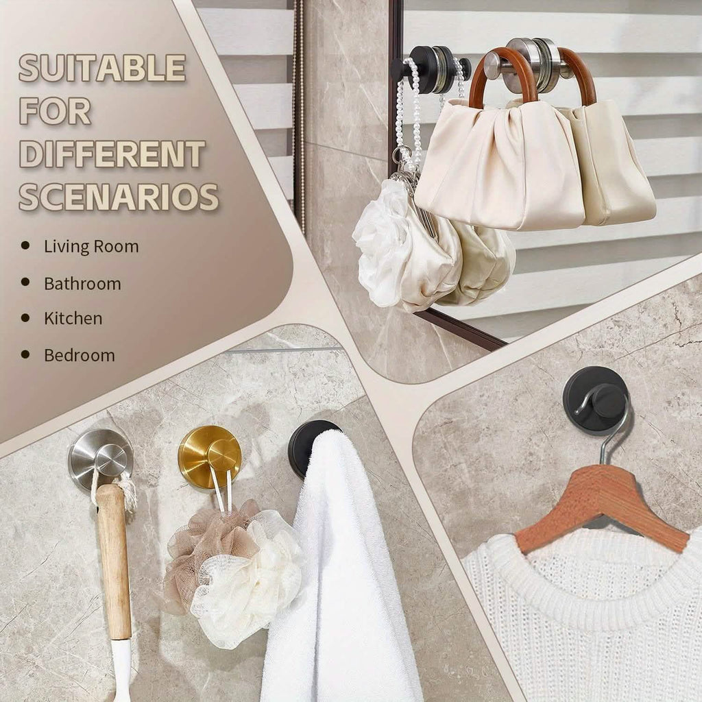 2-Pack: Strong Suction Cup Hooks – Silver Brushed Stainless Steel, No Drilling Required by DailySale
