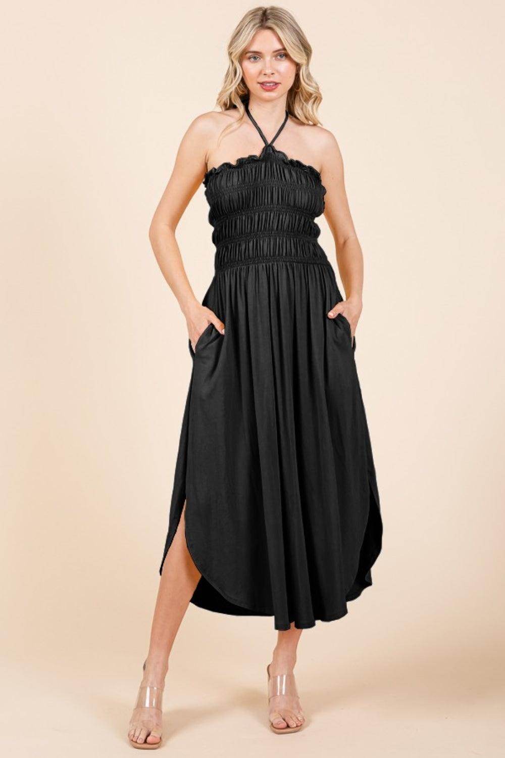 Culture Code Tie Back Shirring Dress with Pockets Style by Selvanelle