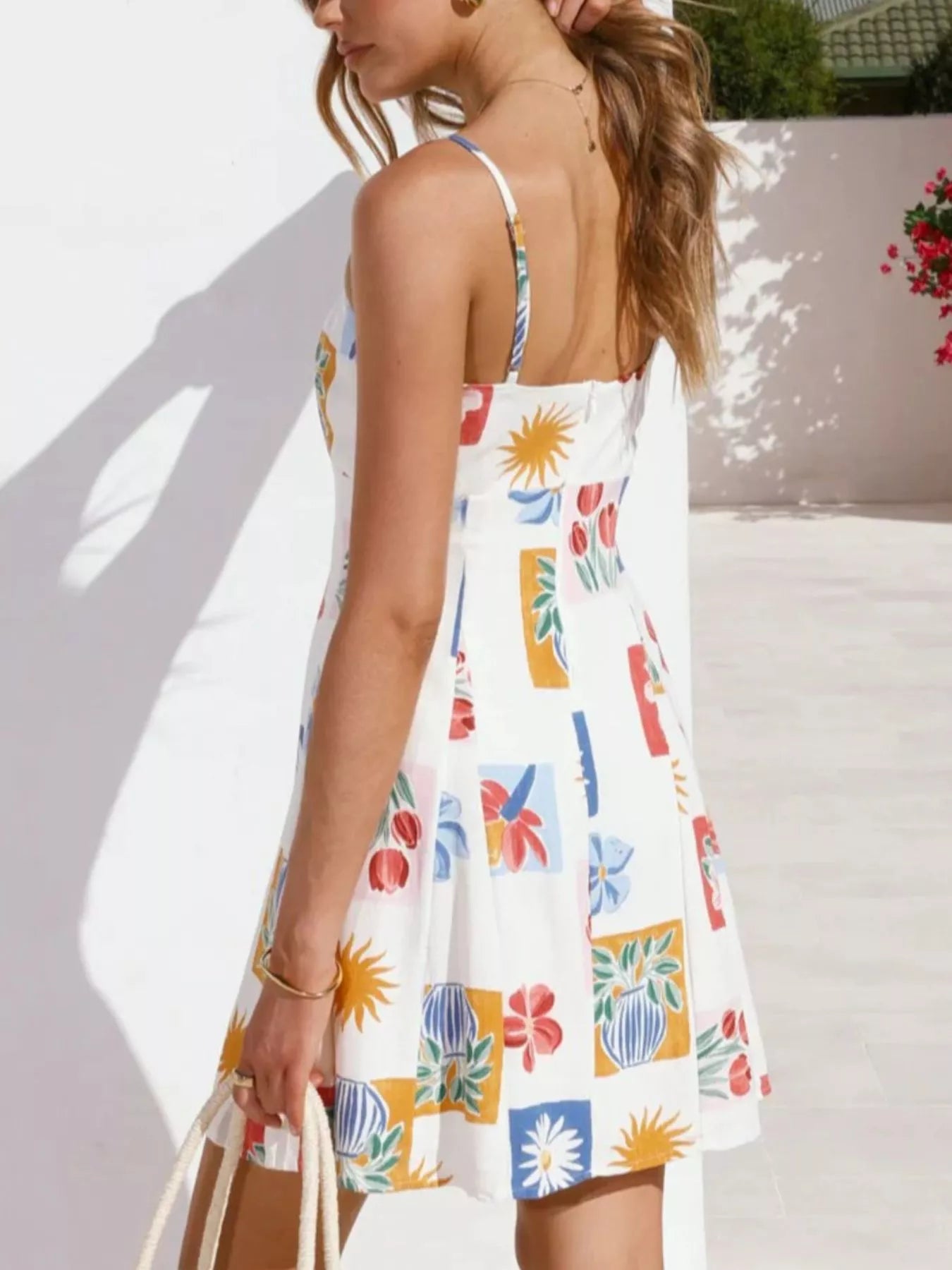 Floral Print Tie-Front Mini Dress by Shopiebay