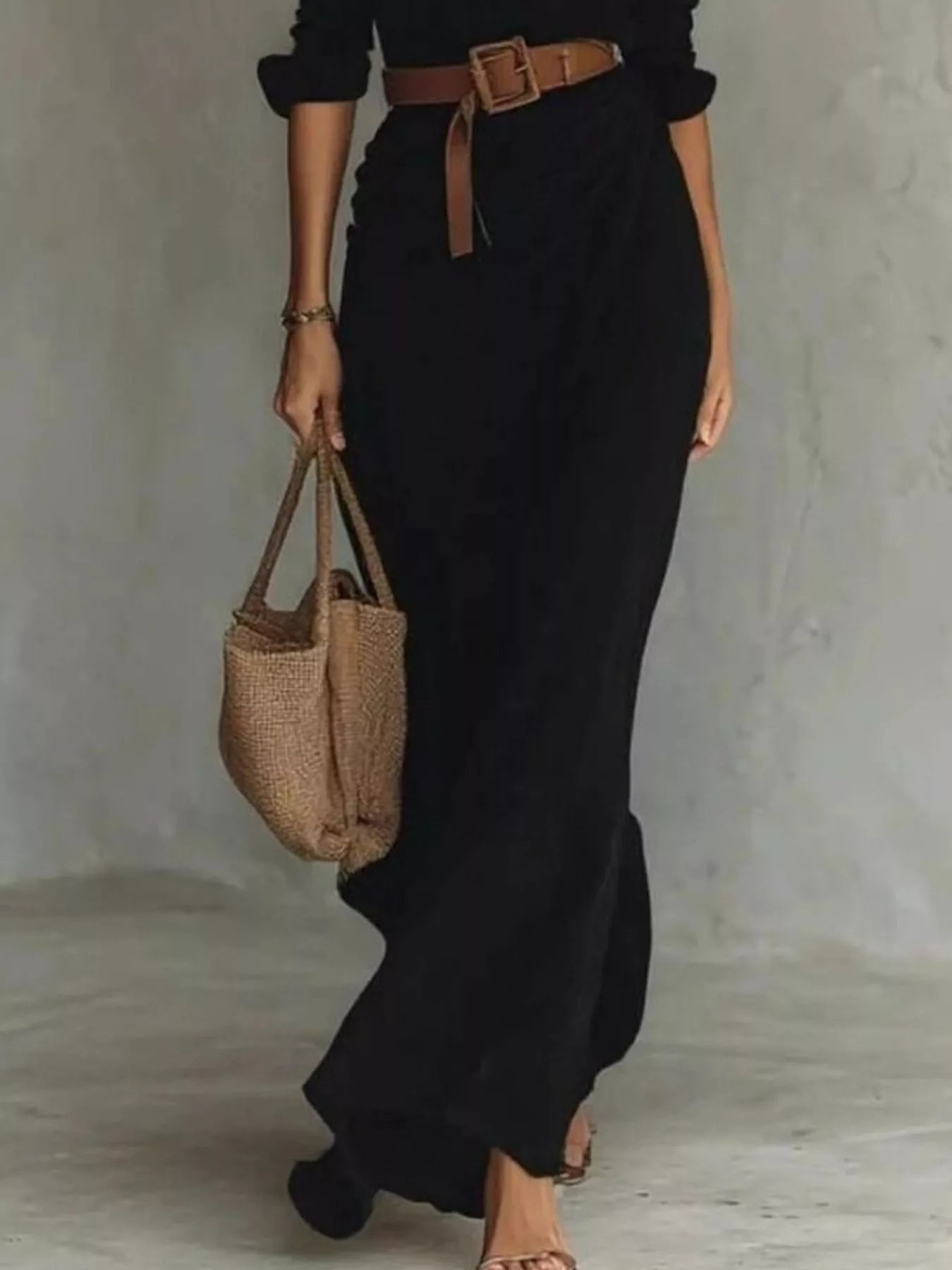 Ruched Long Sleeve Maxi Dress by Shopiebay