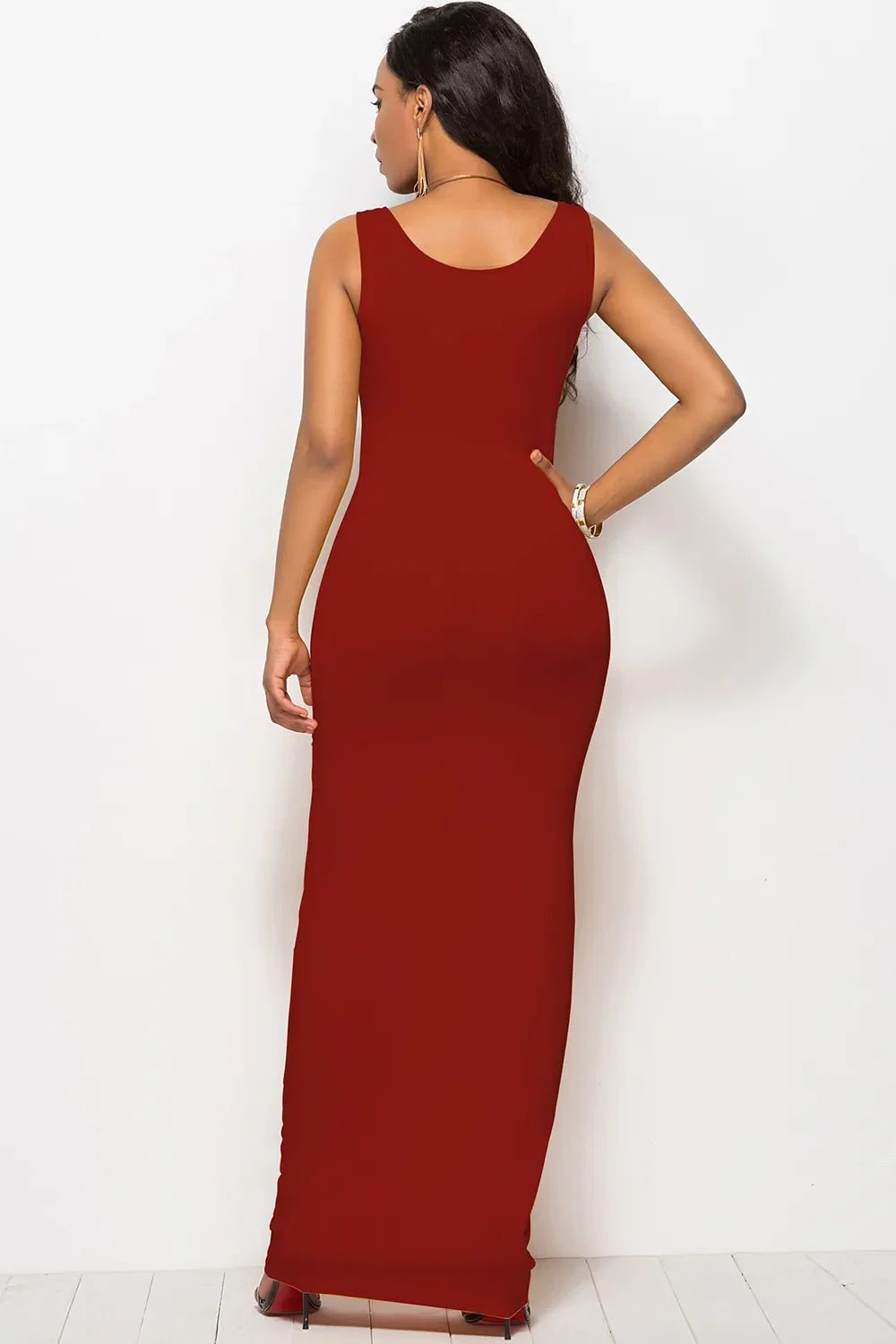 Scoop Neck Wide Strap Maxi Dress by Shopiebay