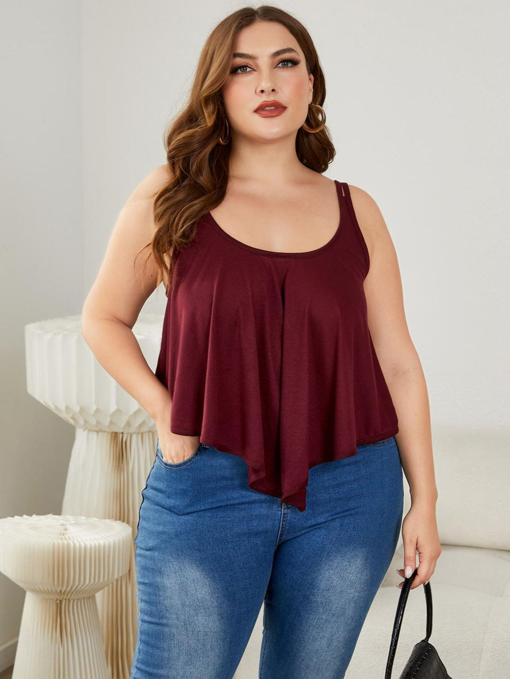 Plus Size Double-Strap Scoop Neck Cami See size chart under “more details”