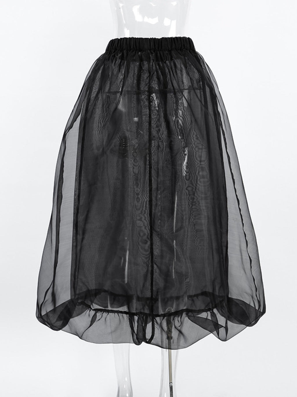 Sheer Flowy Elastic Waist Midi Skirt