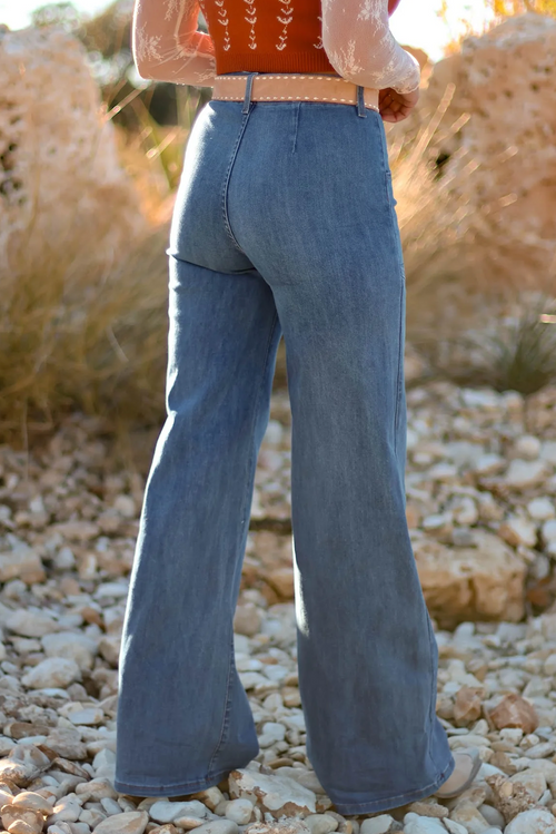 Ashleigh Blue Multi-Button High Waist Wide Leg Jeans by Wild and Free Boutique