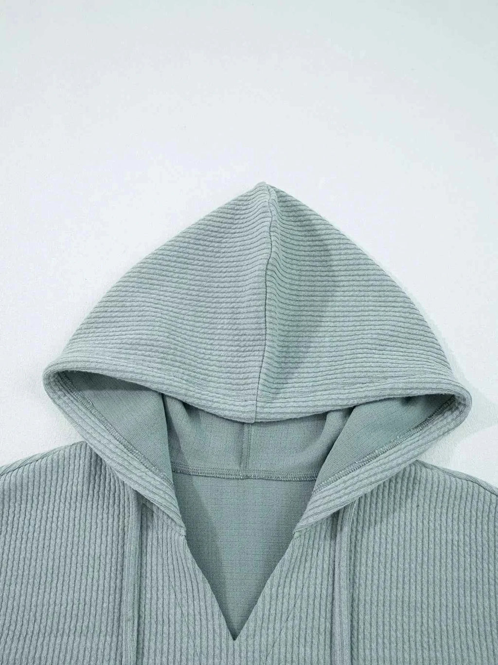 Ribbed Knit Drop Shoulder Hoodie