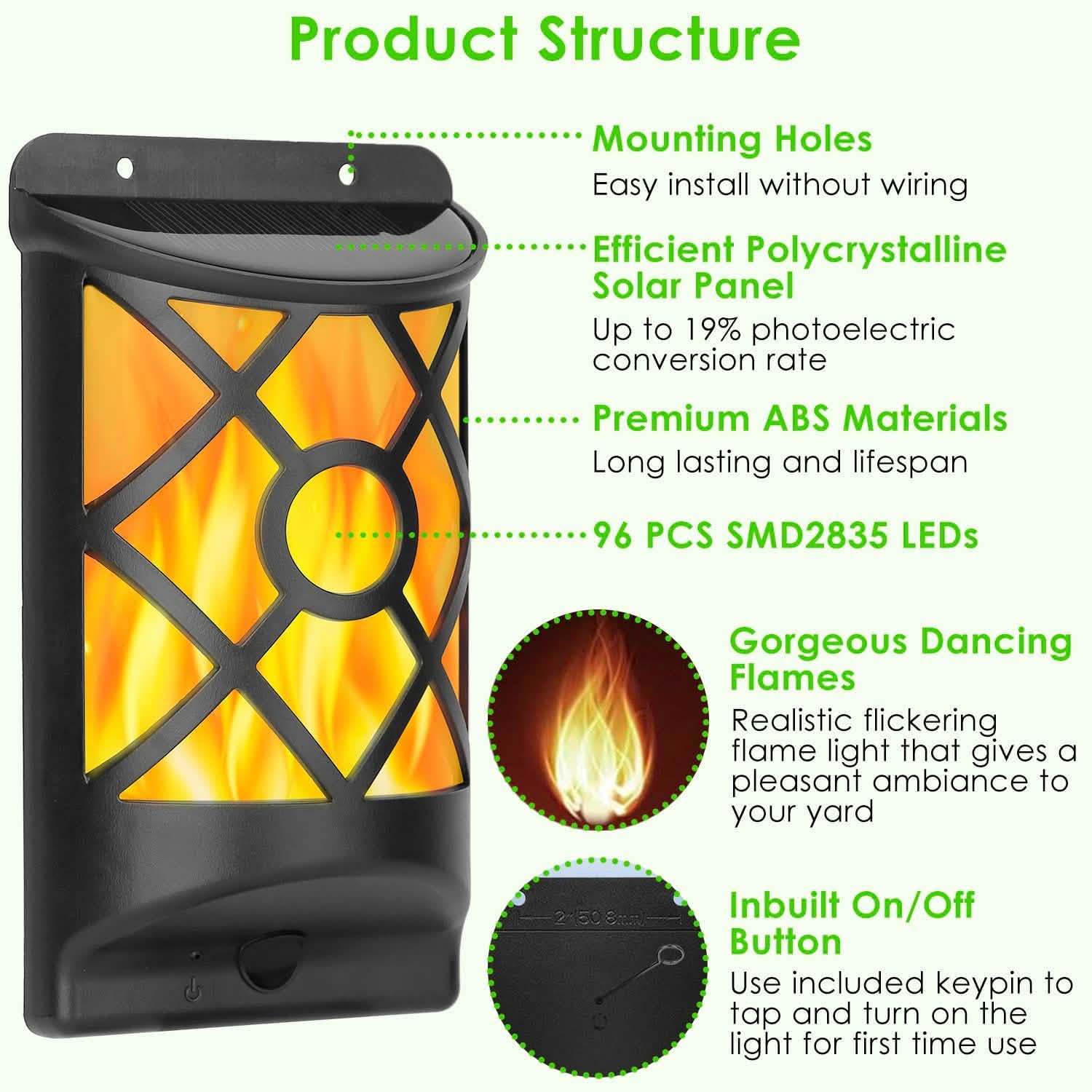 96 LEDs Waterproof Flame Solar Lights Outdoor by DailySale