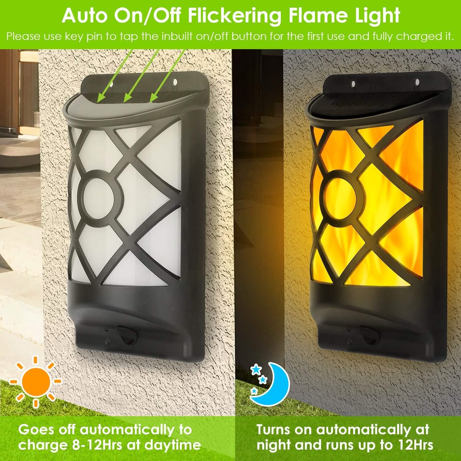 96 LEDs Waterproof Flame Solar Lights Outdoor by DailySale
