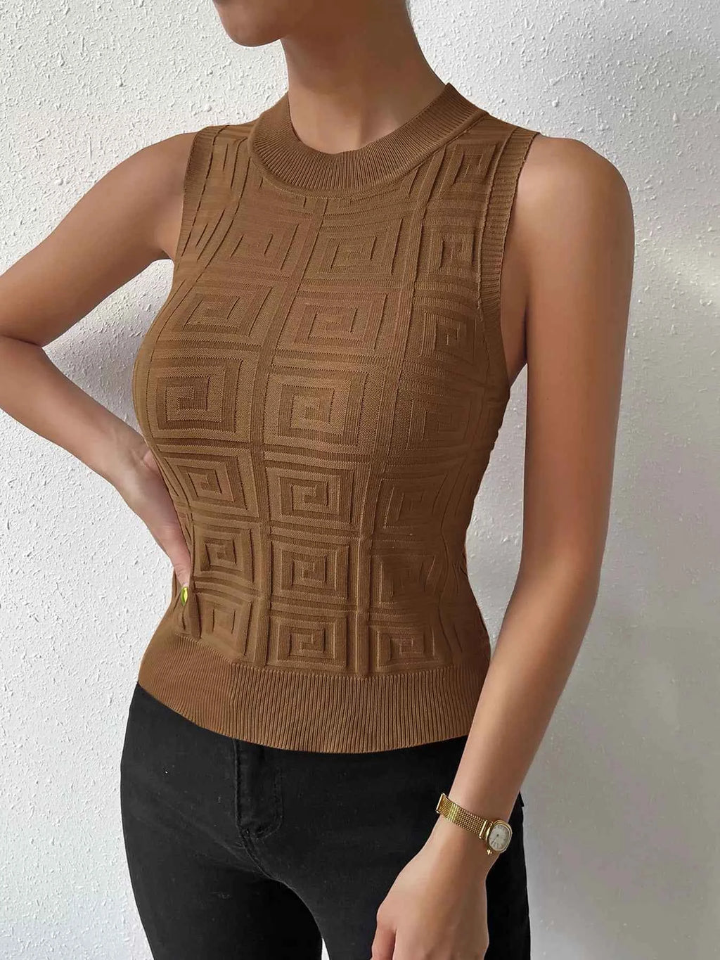 Geometric Pattern Womens Knit Tank Top