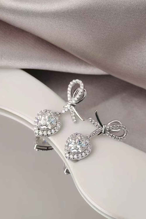 2 Carat Moissanite 925 Sterling Silver Heart Earrings by Wild and Free Boutique