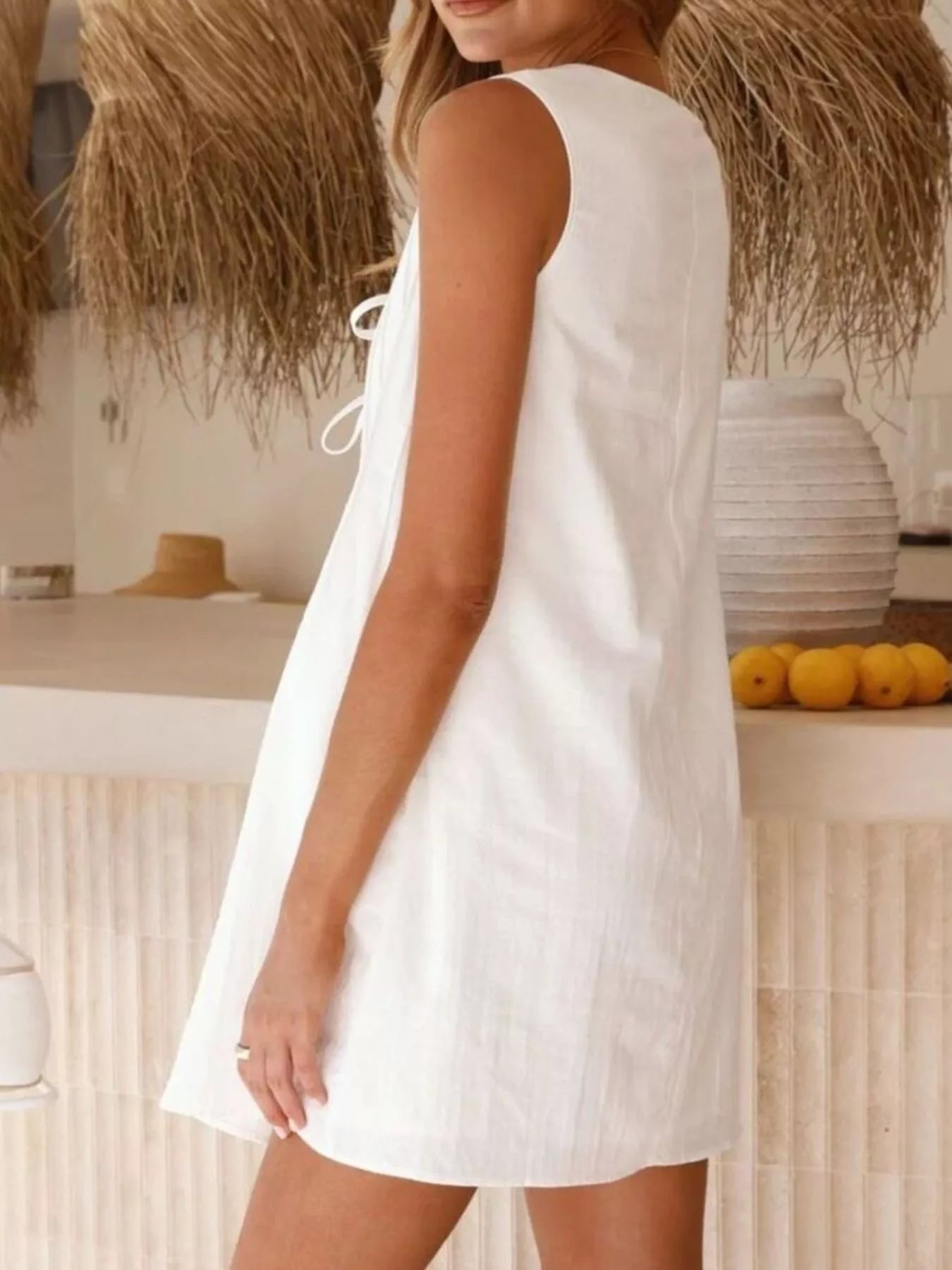 Sleeveless Tie-Front Mini Dress by Shopiebay