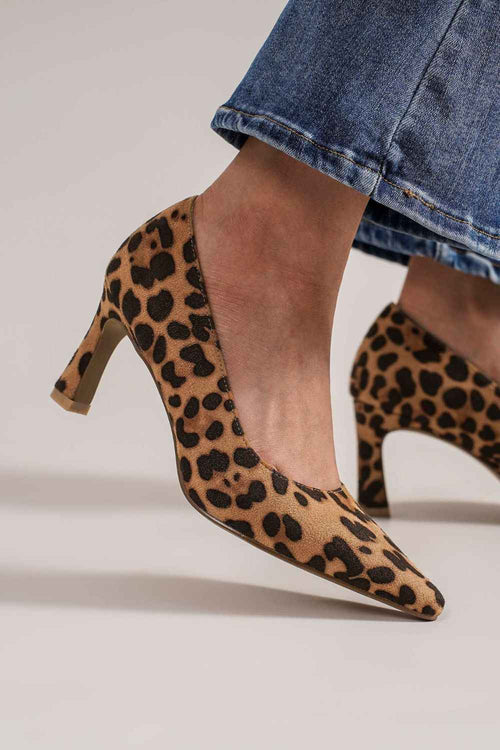 Beast Fashion Faux Suede Leopard Point Toe Pumps by Wild and Free Boutique