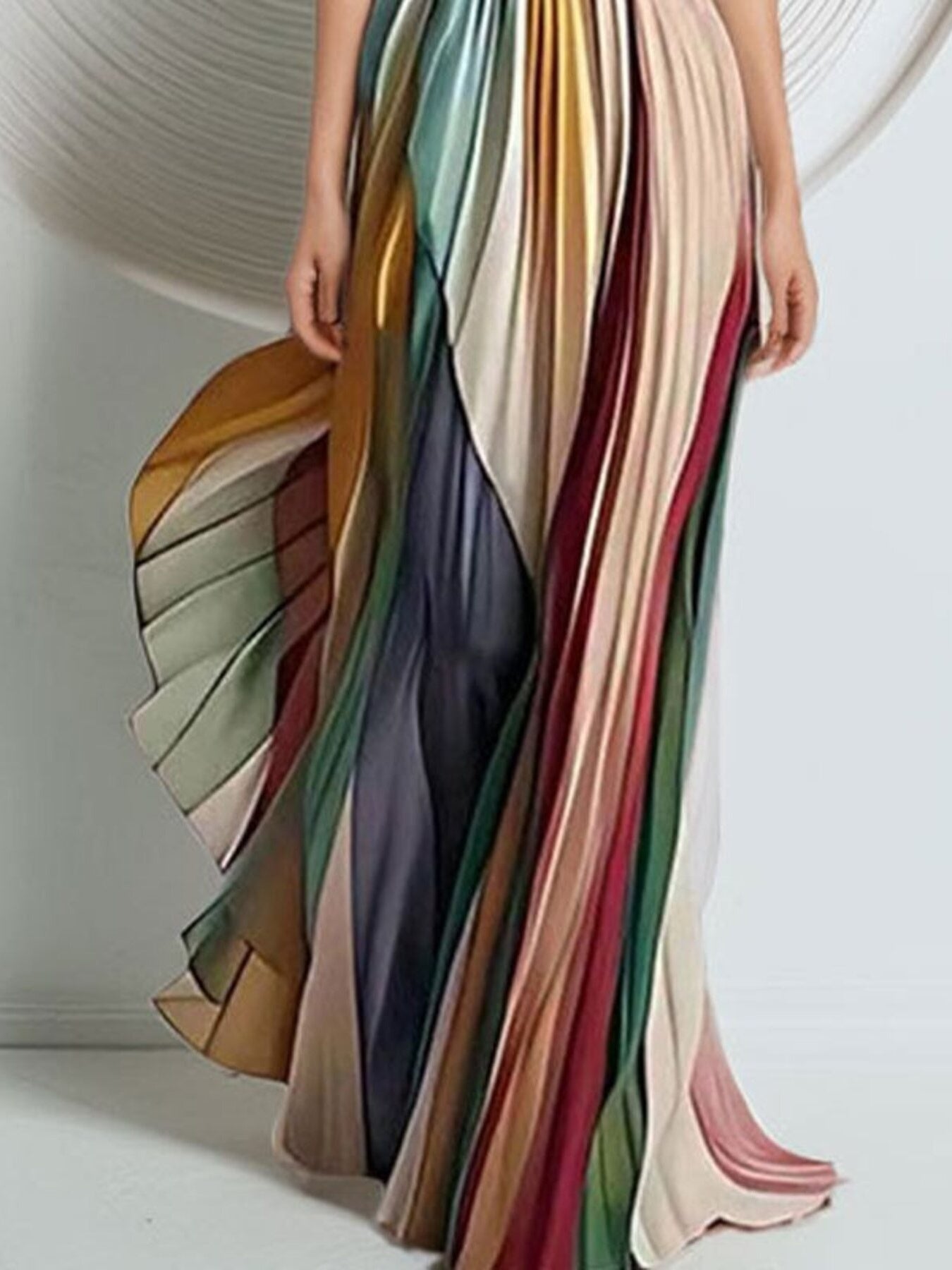 Striped Pleated Strapless Maxi Dress – Formal Sheath by Shopiebay