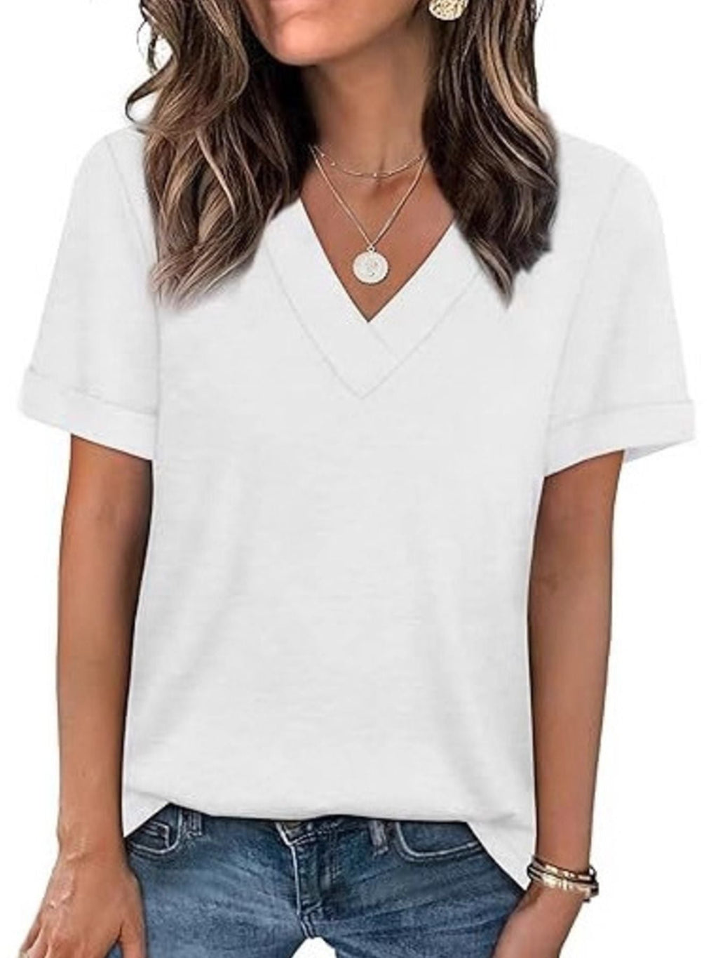 Casual V Neck Short Sleeve T Shirt