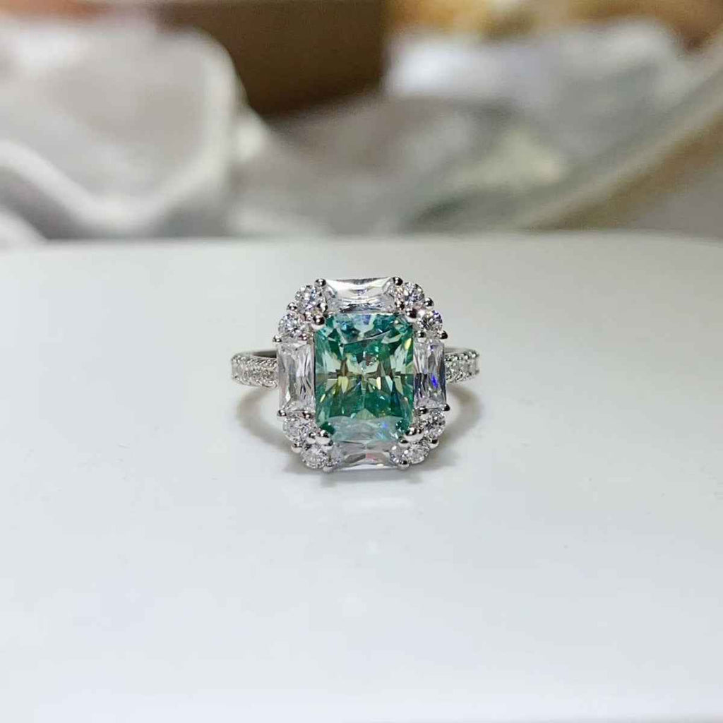 Blue 3 Carat Moissanite Ring 925 Sterling Silver
