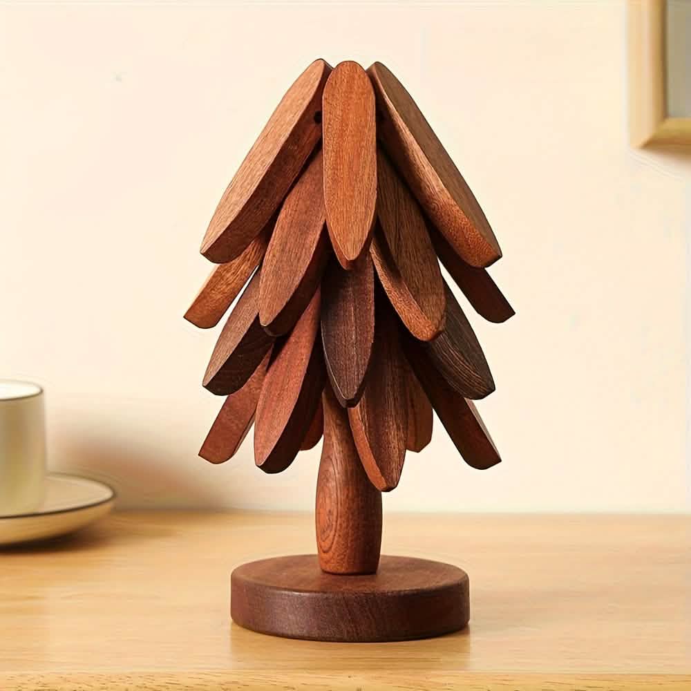 Solid Wood Heat-Resistant Table Mats – Tree-Shaped Coasters Set by DailySale