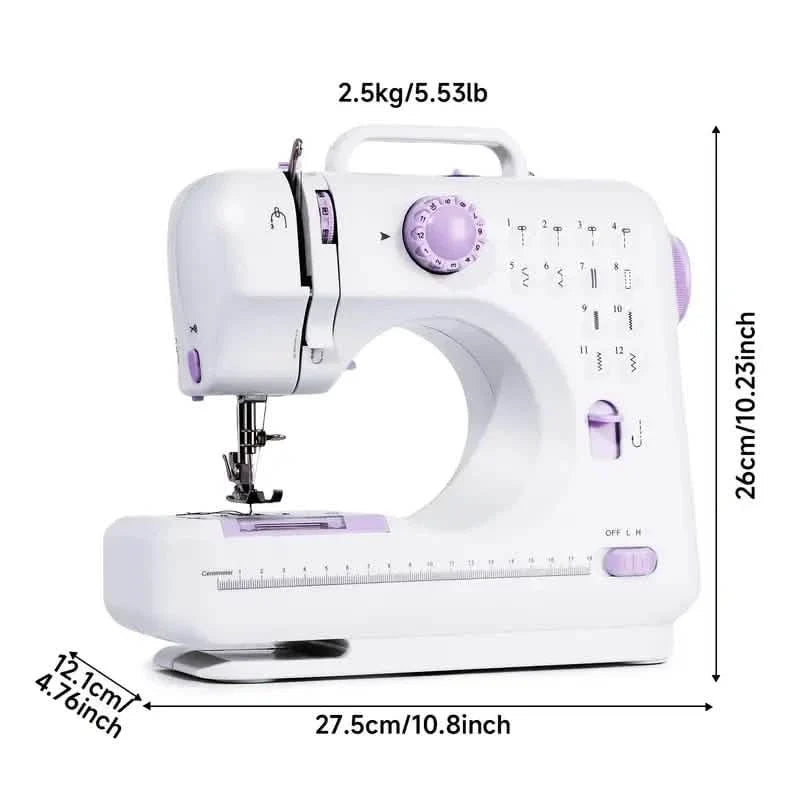 Pro Portable Electric Sewing Machine – 12 Stitches, Adjustable Speed, Multifunctional by DailySale
