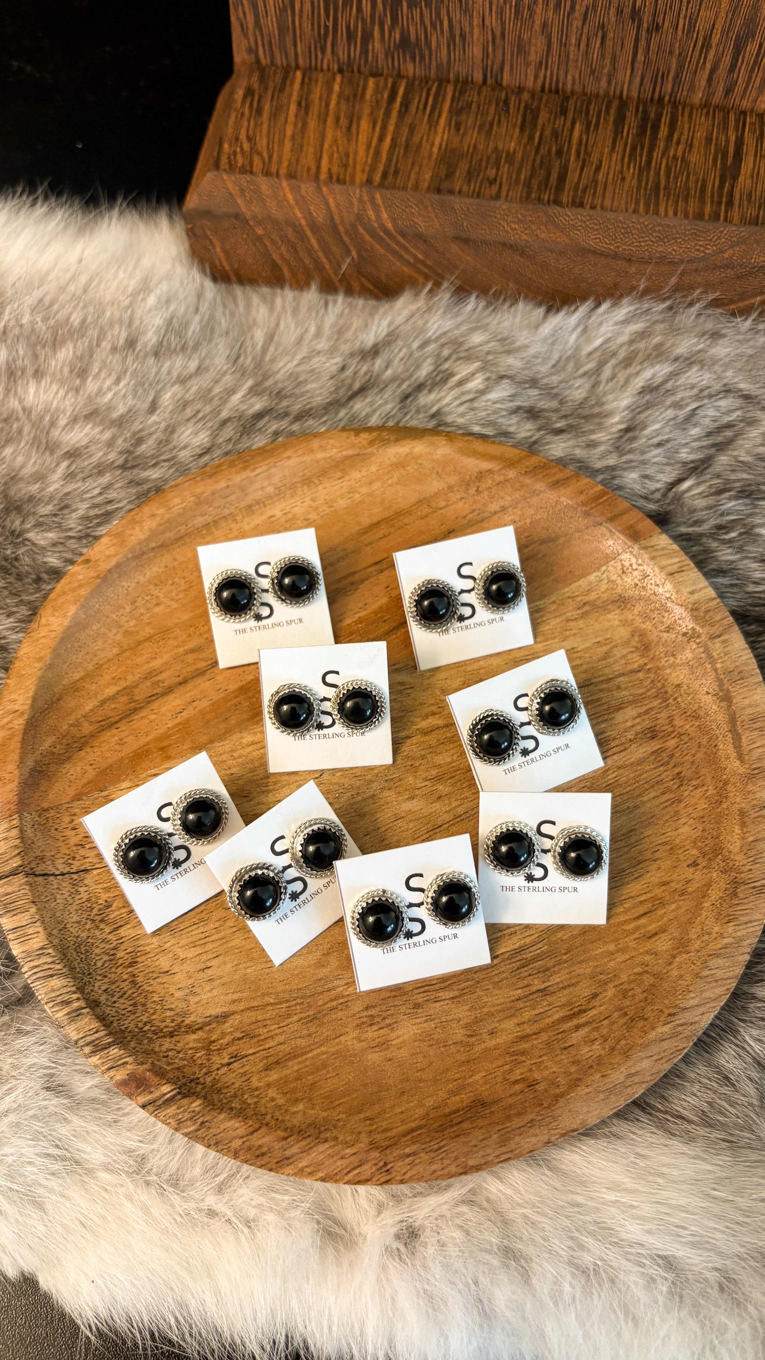 BLACK ONYX STUD EARRINGS BY ESTHER WHITE by The Sterling Spur