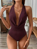 Deep V Halter Bodysuit