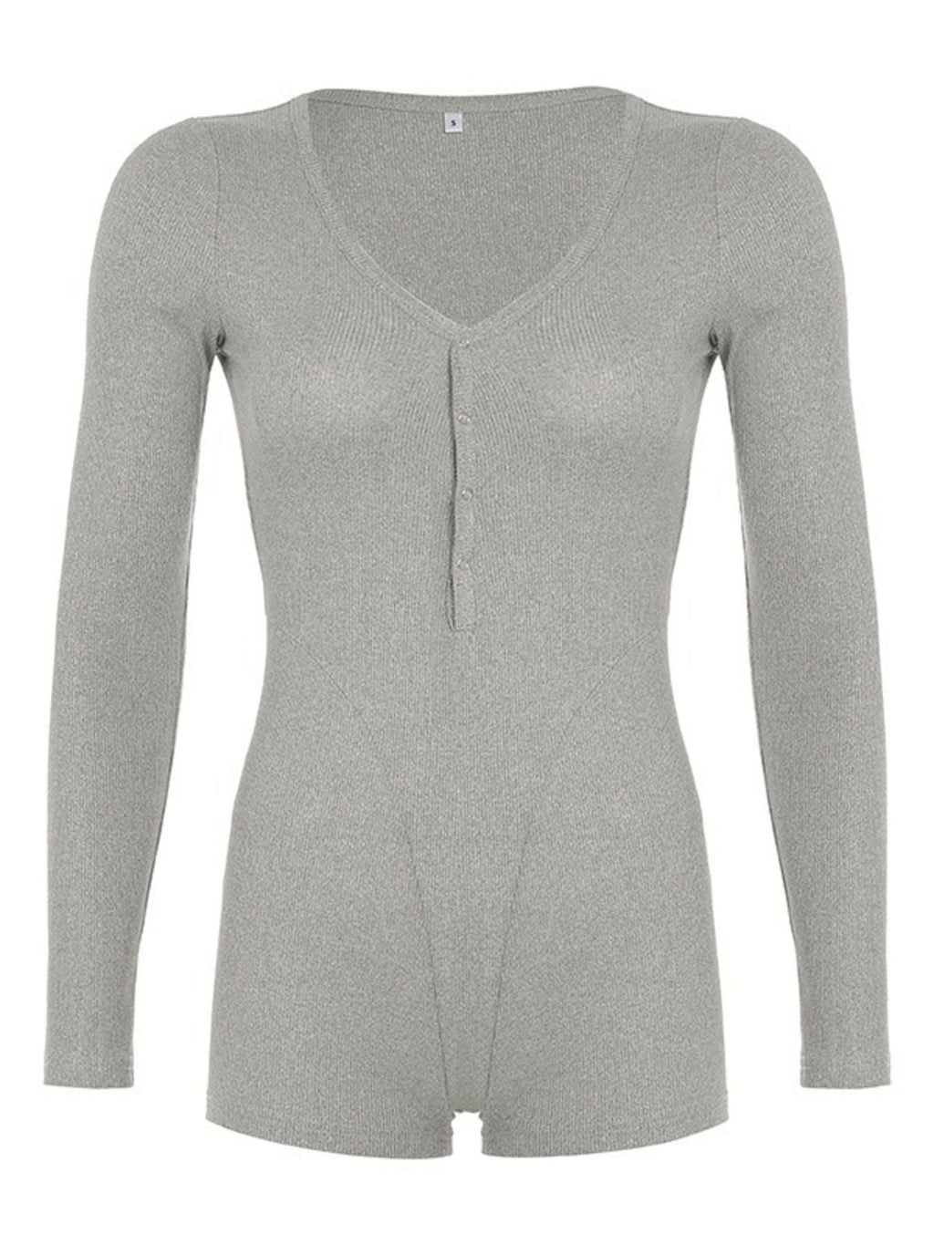 Deep V Neck Long Sleeve Romper