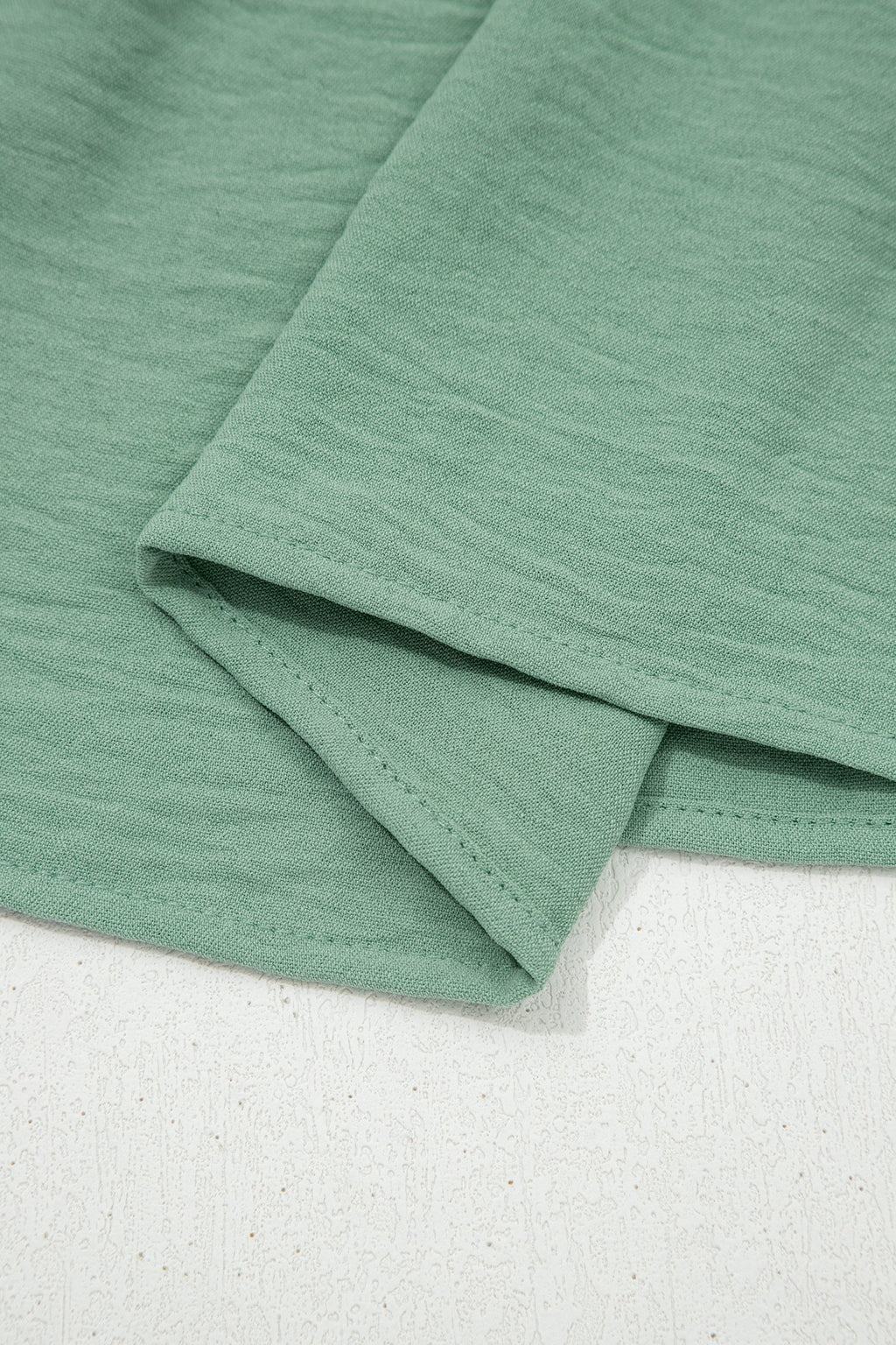 Smoke Green Color Block Patchwork V Neck Embroidered Puff Sleeve Babydoll Blouse