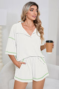 Pink Breathable Waffle Color Block Trim 2pcs Casual Short Set by Wild and Free Boutique