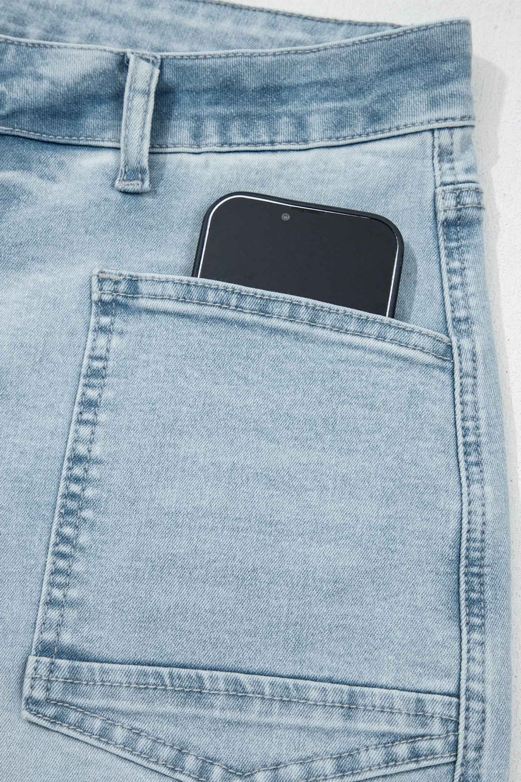Beau Blue Frayed Cropped Straight Jeans