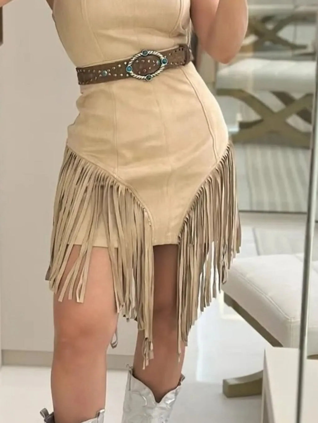 Fringe Square Neck Bodycon Mini Dress by Shopiebay