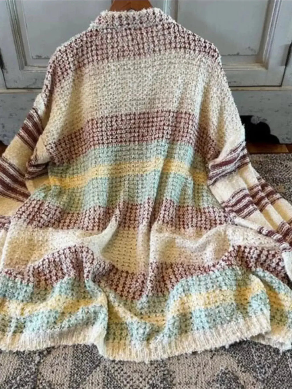 Striped Open Front Longline Cardigan by Be Bliss Boutique
