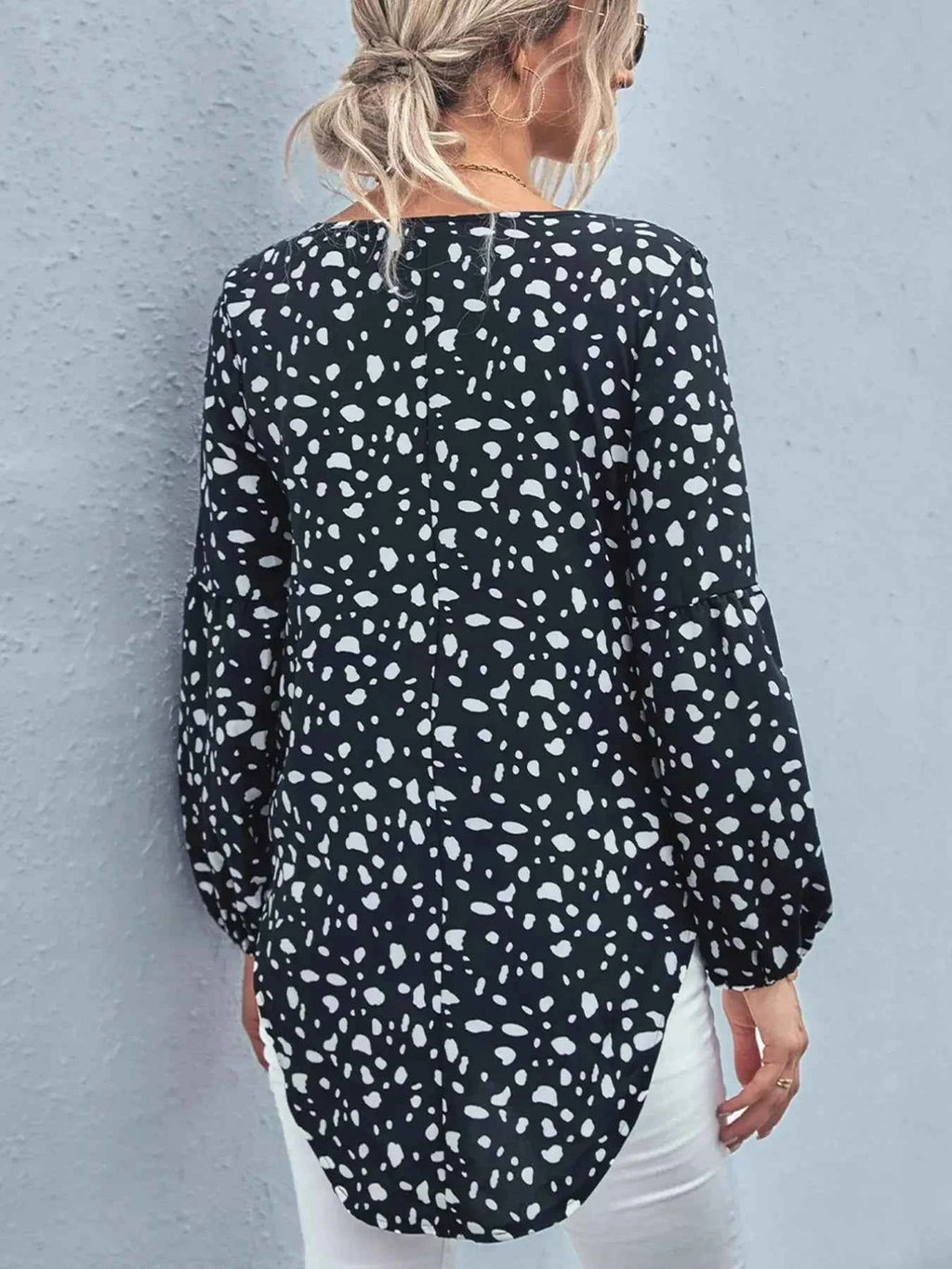 Animal Print V Neck Blouse