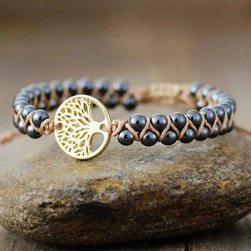 Alloy Braided Natural Stone Bracelet