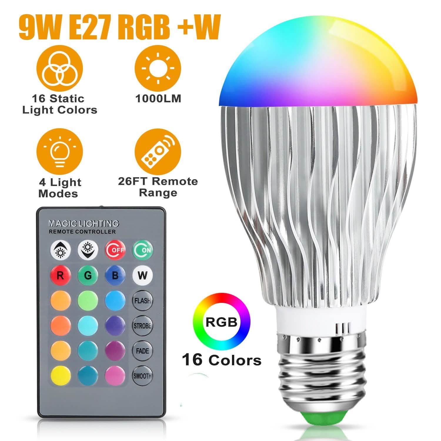 9W LED Light Bulb E27 RGB Lamp by DailySale