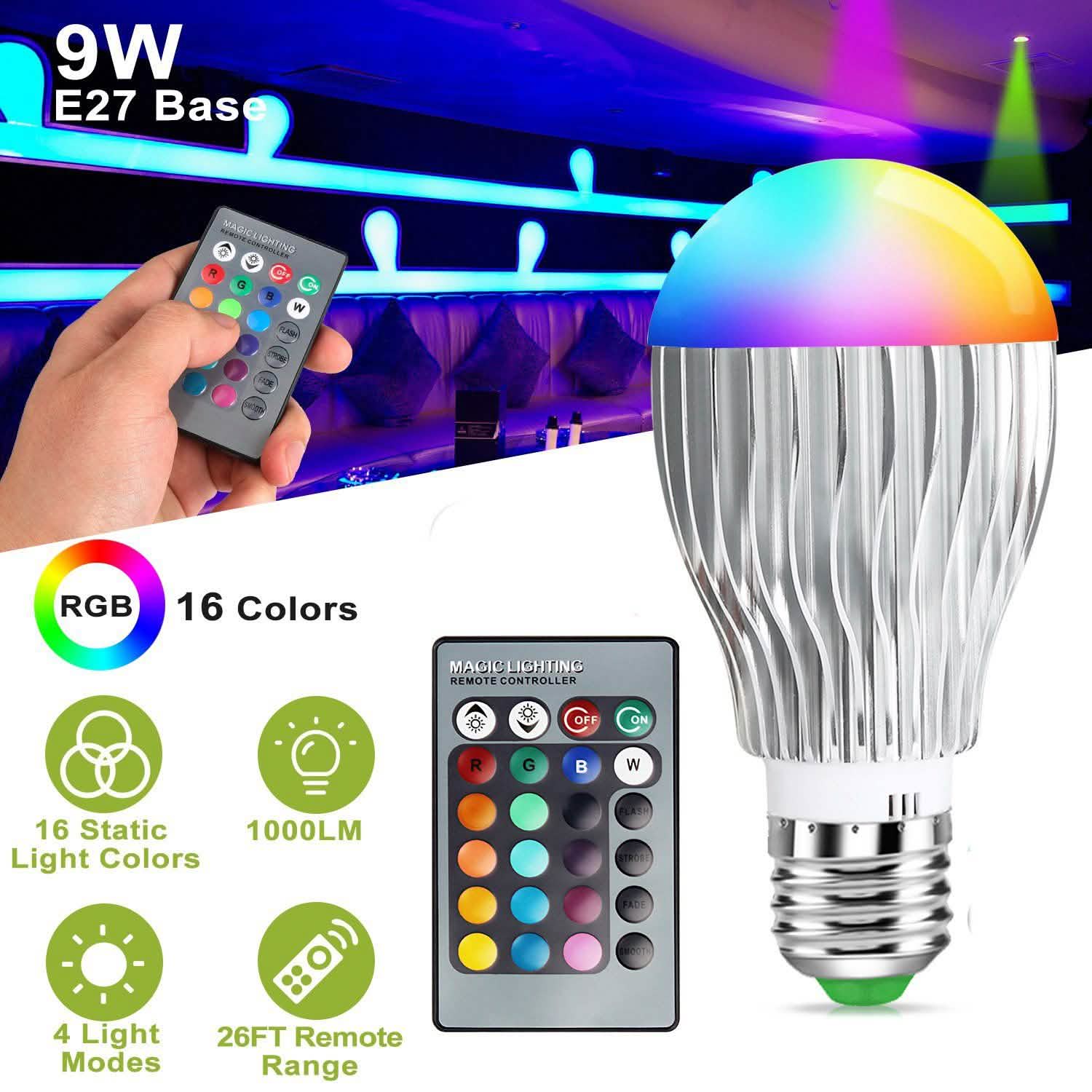 9W LED Light Bulb E27 RGB Lamp by DailySale