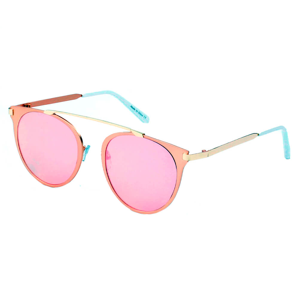 FRISCO | Modern Horn Rimmed Metal Frame Round Sunglasses - Goddess Imports Marketplace