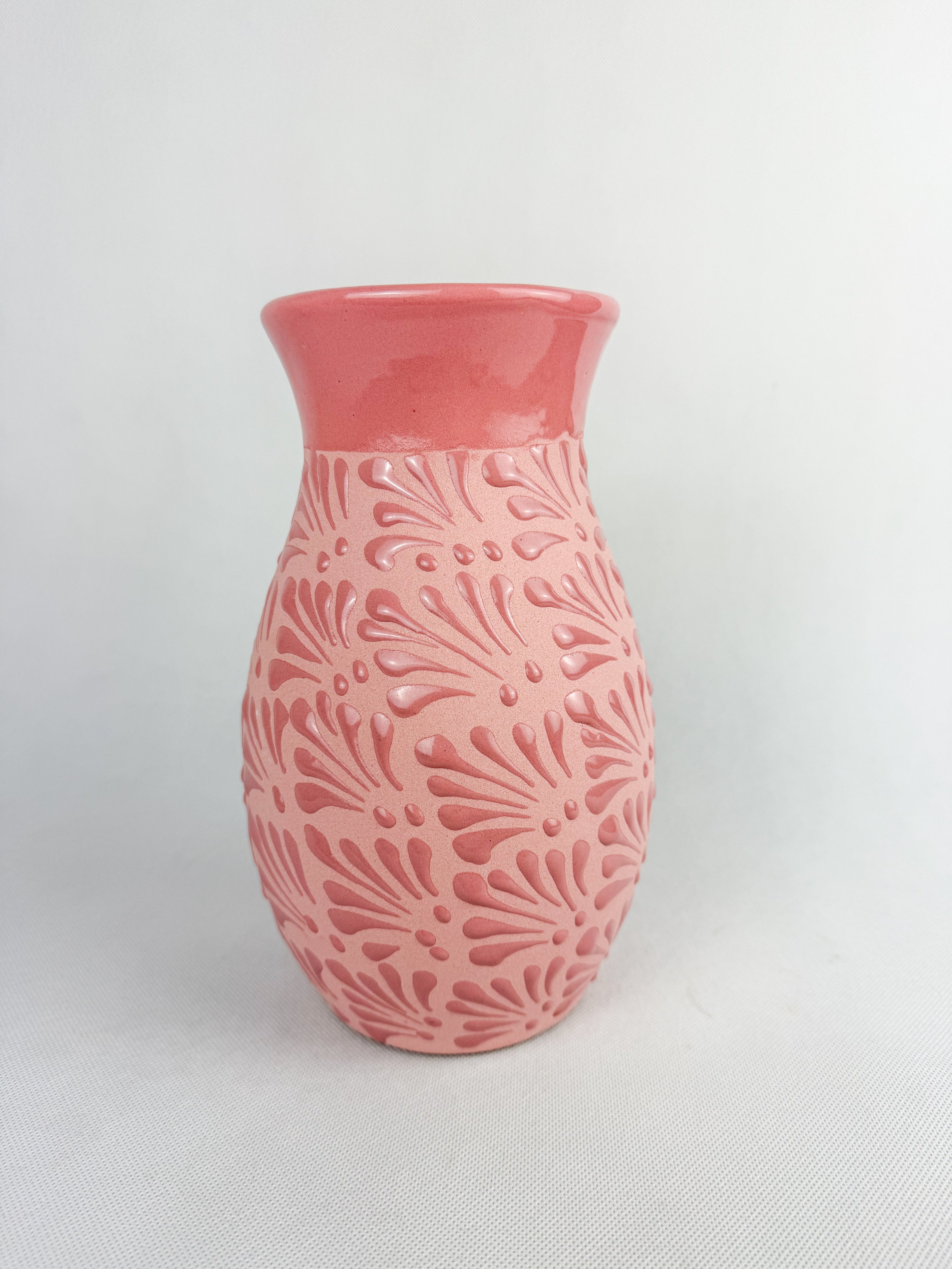 Talavera Style Flower Vase 9 Inch - Engobe Florero by TheMexHub