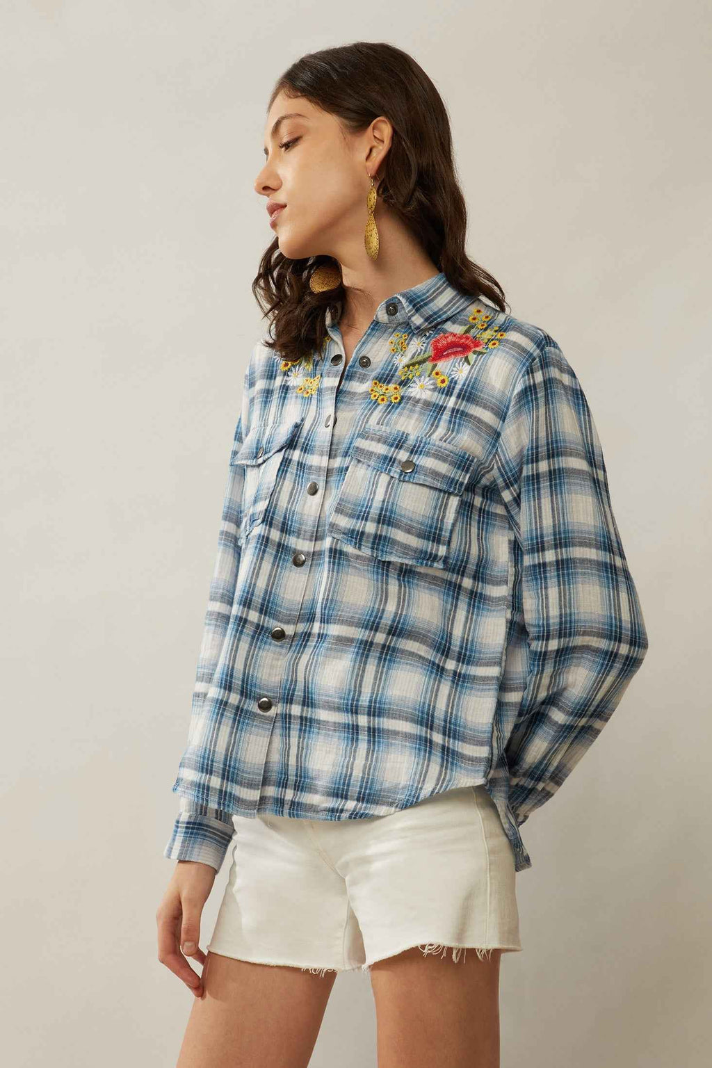 Bohera Trail Blossoms Embroidered Shirt