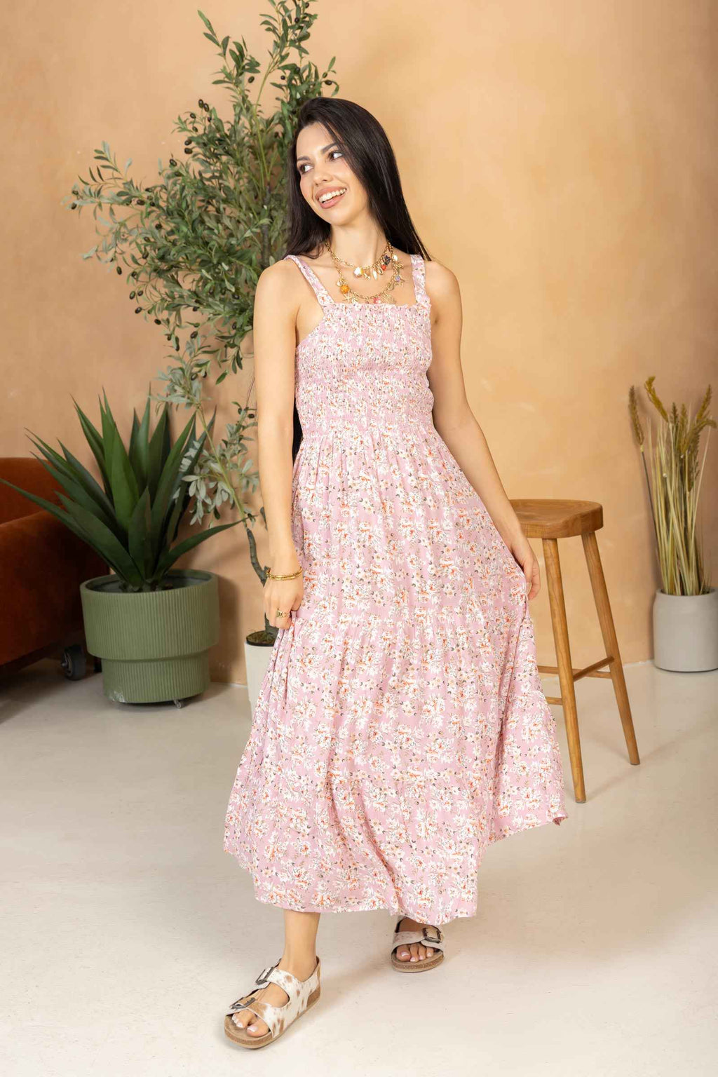 Bohera Juleebee Smocking Dress in Pink