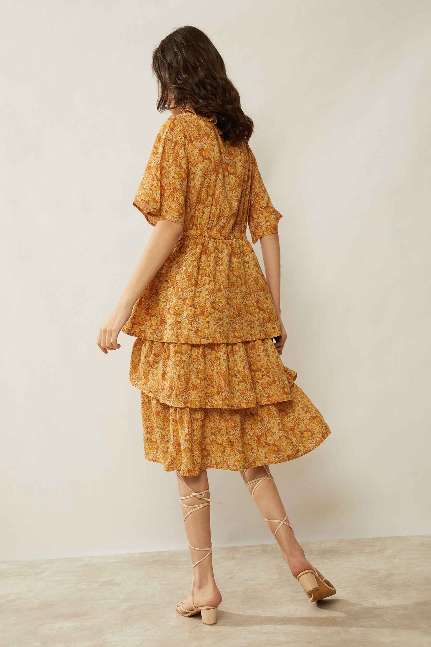 Bohera  Deanna Ruffled Neck Drop Waist Dress