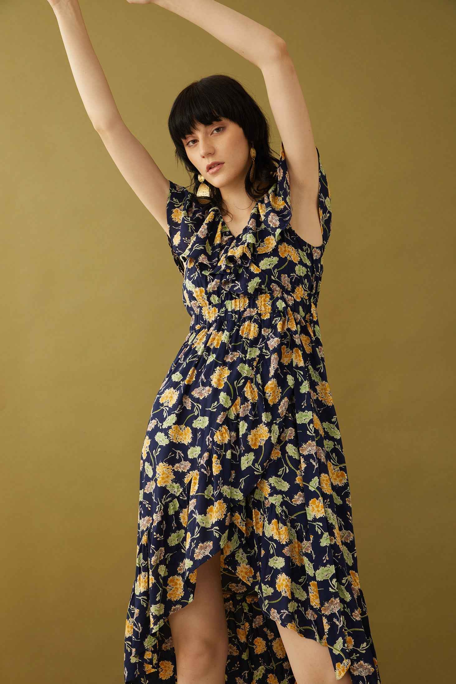 Bohera Marjorie Mellum Wrap-Over Floral Print Dress