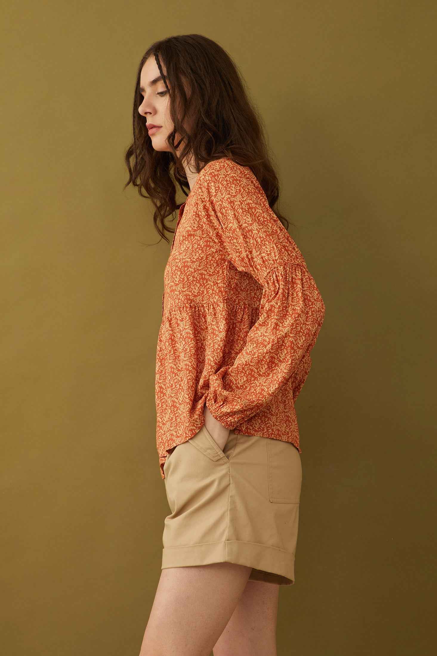 Bohera Naranja Button-down Top