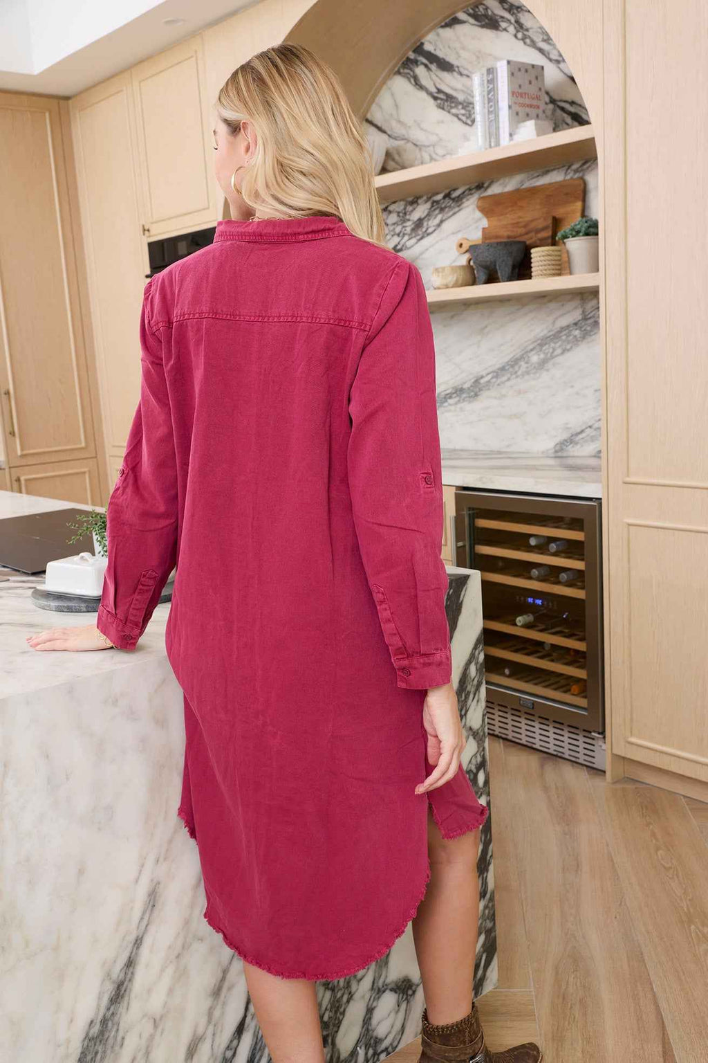 Jaipena Shirt Dress In Magenta