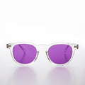 Clear Acetate Square Sunglass with Colored Lenses - Benson