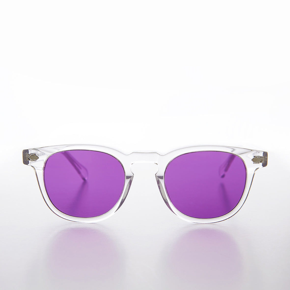 Clear Acetate Square Sunglass with Colored Lenses - Benson