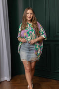 Elizabeth Floral Top In Green And Purple