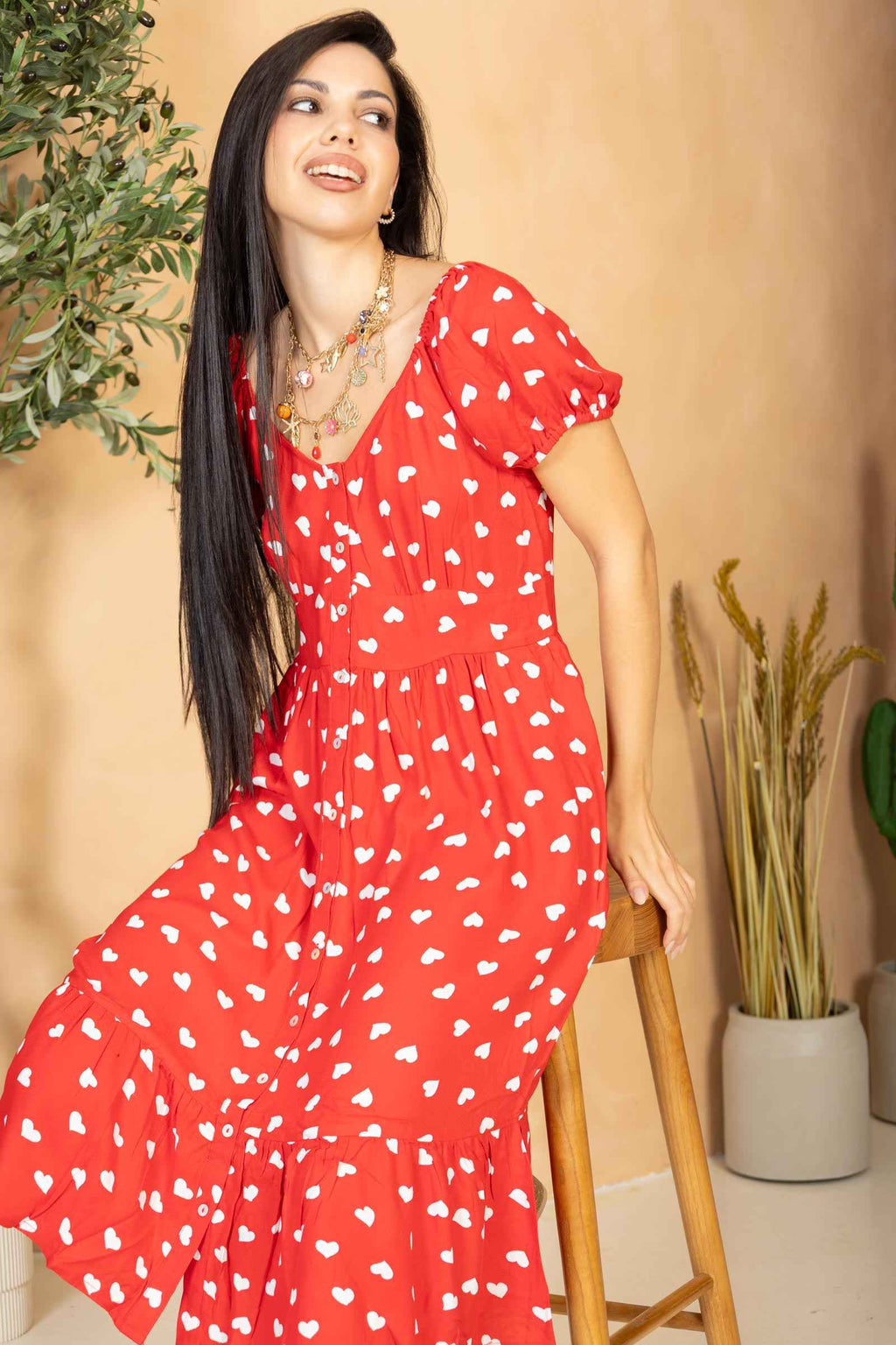 Heart of My Heart A-Line Dress  In Red