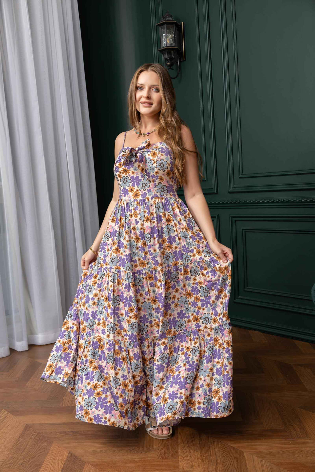Jocelyn Joy Floral Dress In Purple