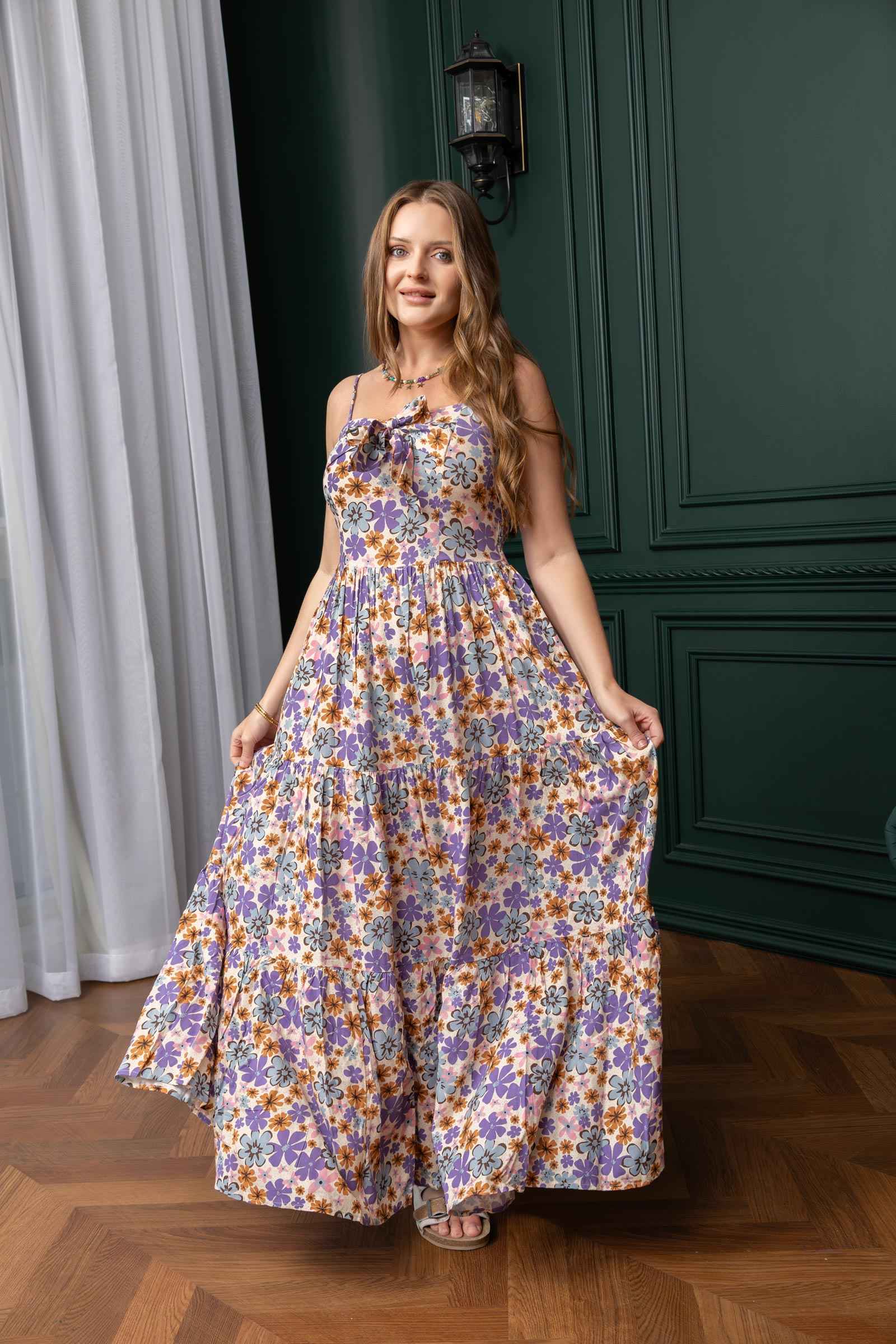 Jocelyn Joy Floral Dress In Purple