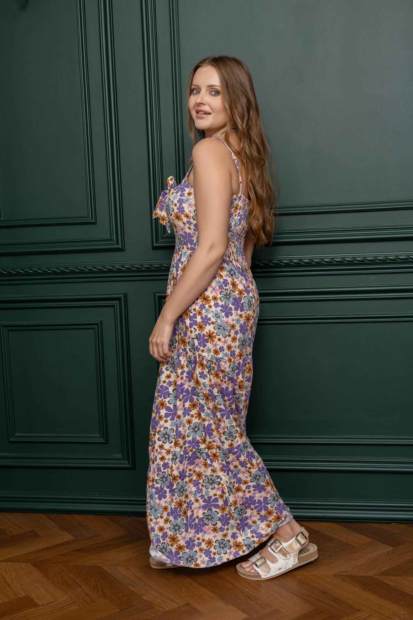 Jocelyn Joy Floral Dress In Purple