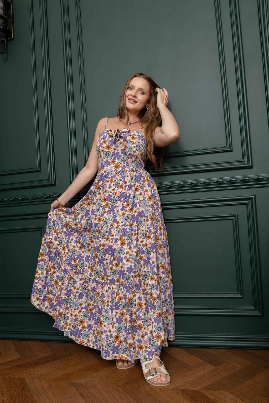 Jocelyn Joy Floral Dress In Purple