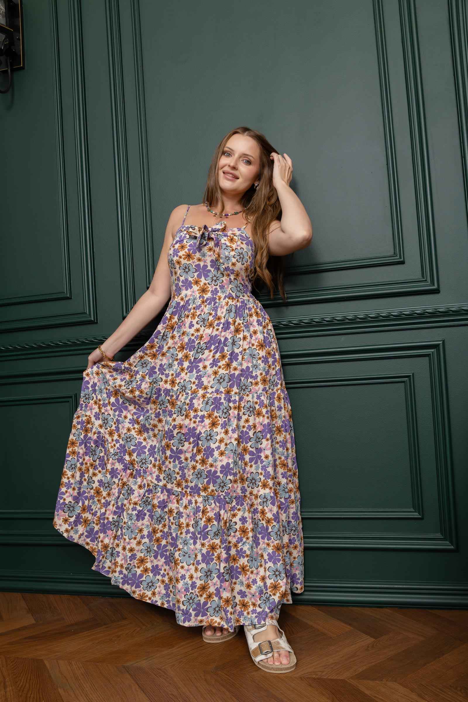 Jocelyn Joy Floral Dress In Purple