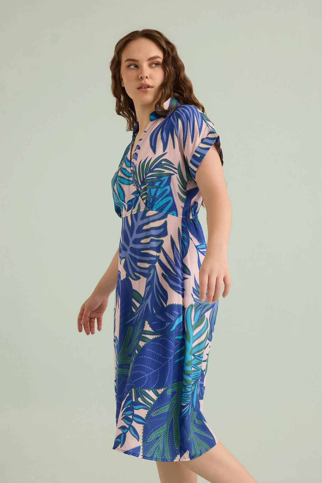 Island Breeze Shirt Dress  In Blue